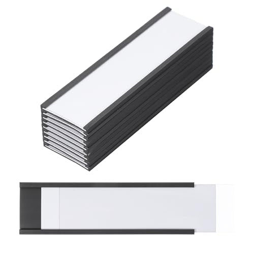 MECCANIXITY Magnetic Label Holders 3.94"x1.18" C Channel Rubber Magnetic with Clear Protectors & Paper for Metal Shelves Organize, Office File Cabinets Pack of 10 - size: 3.94"x1.18"