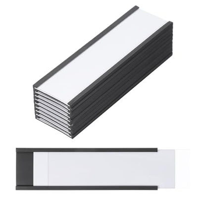 MECCANIXITY Magnetic Label Holders 3.94"x1.18" C Channel Rubber Magnetic with Clear Protectors & Paper for Metal Shelves Organize, Office File Cabinets Pack of 10 - size: 3.94"x1.18"