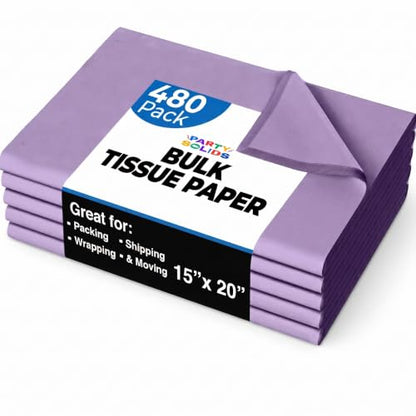Party Solids Lavender Tissue Paper for Gift Bags 15" X 20" 480 Sheets - color: Lavender, size: 15" X 20"