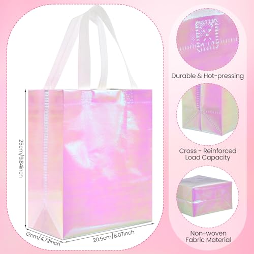 Eccliy 80 Pcs Reusable Gift Bags, Medium, Holographic Pink - color: Holographic Pink, size: Medium