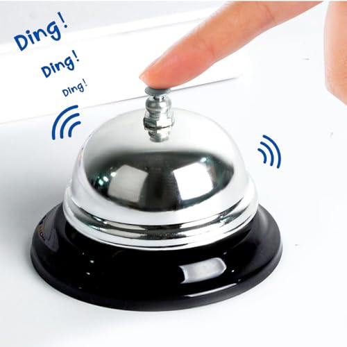 Desk Call Bell with Loud Clear Sound for Office and Reception - color: Silver
