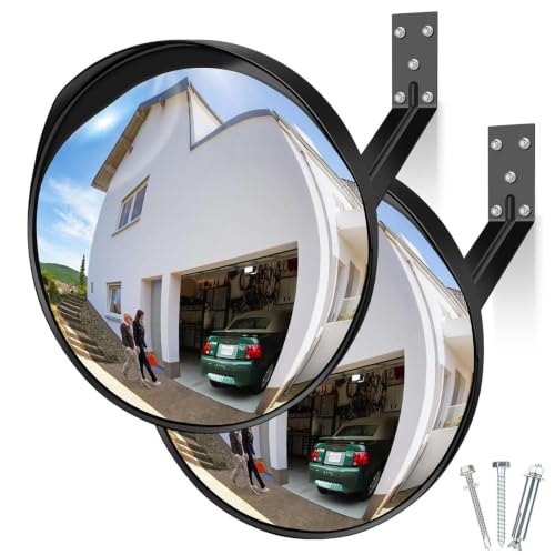 2 Pack 12 Inch Acrylic Convex Mirror with Rain Shield - size: 2PCS 12IN S