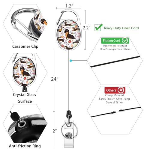 Giancomics Dachshund Lanyards for ID Badges Holder Retractable Badge Reel - color: Dachshund