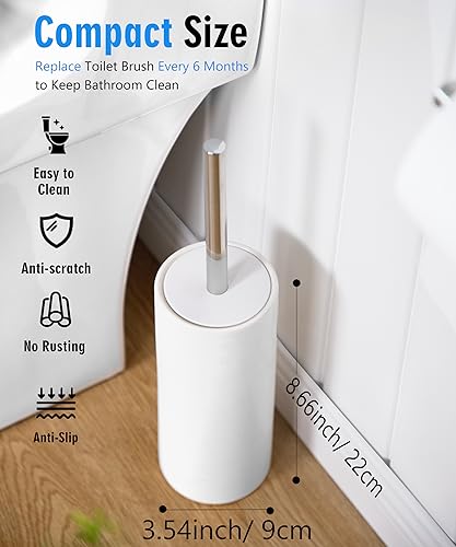 Matt White Ceramic Toilet Brush and Holder Set - color: Matt White, size: Set/2