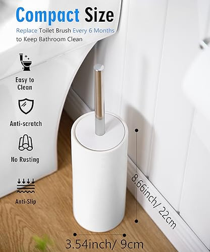 Matt White Ceramic Toilet Brush and Holder Set - color: Matt White, size: Set/2
