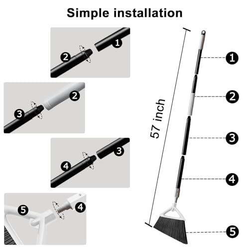 Heavy Duty White Angle Broom with Long Handle - 1 Pack - color: 1pack White