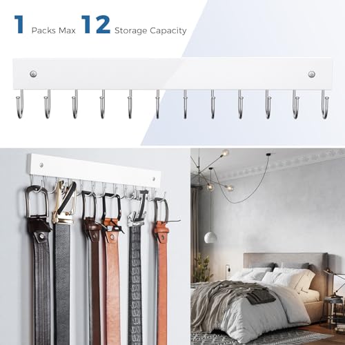 Belt Hanger Wall Mounted, Wooden Belt Organizer - color: White, size: 1 Pack-Belt