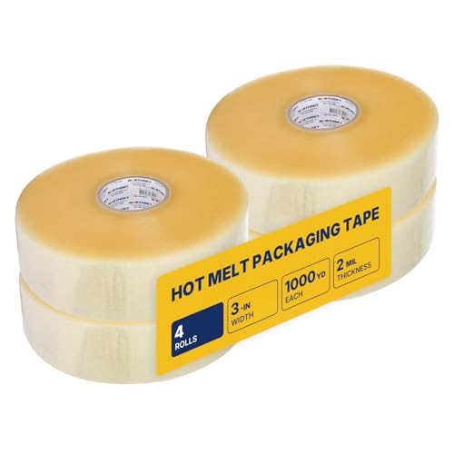 NORTHSKY Bulk Packing Tape, 4 Rolls Clear Packing Tape 3 Inch Wide x 1000 Yards Each, 2 Mil Heavy Duty Shipping Tape, Packaging Tape for Boxes, Carton Sealing, Moving, Warehouse, Storage, Shipping - size: 3 inches x 2 mil