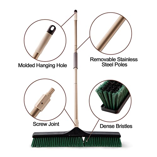 Eyliden Heavy Duty Push Broom 24" with 66" Long Handle