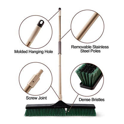 Eyliden Heavy Duty Push Broom 24" with 66" Long Handle