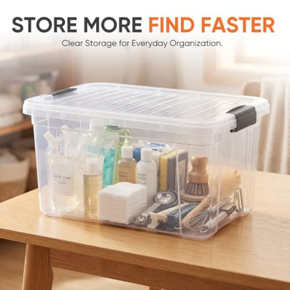 Superio 11 Quart Clear Plastic Storage Boxes with Lids, Stackable Organizer Containers, BPA-Free Storage Bins for Home, Office, School & Dorm, 5 Pack - size: 11 Quart