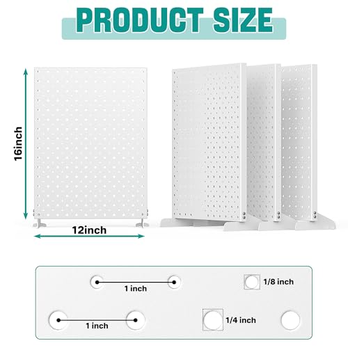 EVERHANGER Metal Pegboard Display Stand, Freestanding Tabletop Pegboard - color: White, size: 4pack 12"X16"