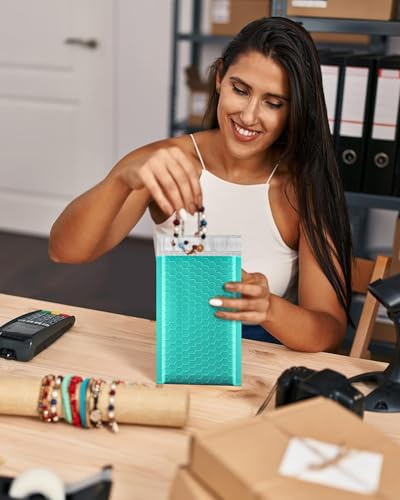 GSSUSA Teal Bubble Mailers 4x8 50 Pack, Self Seal Padded Envelopes - color: Teal, size: 4x8 50PC
