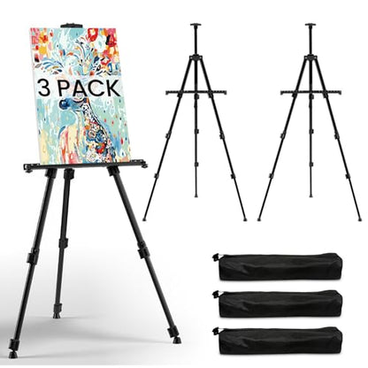 RRFTOK 3 Pack 17-66 Inch Art Easel Stand for Painting and Sign, Black - style: 66B 3-Pack