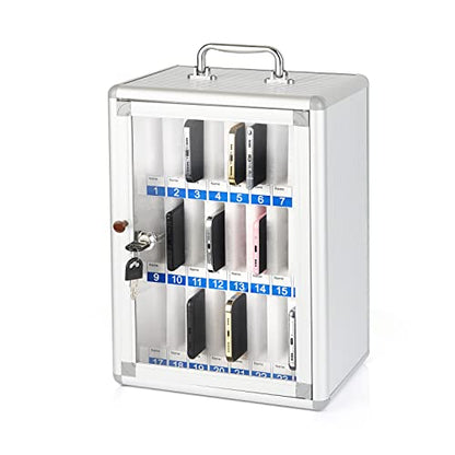 24 Slots Aluminum Alloy Cell Phone Locker, Phone Holder for Classroom - size: 24 Slots Transparent