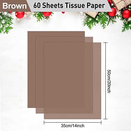 NEBURORA 60 Sheets Brown Tissue Paper Set Gift Wrap Paper(Brown) - color: Brown