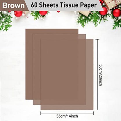 NEBURORA 60 Sheets Brown Tissue Paper Set Gift Wrap Paper(Brown) - color: Brown