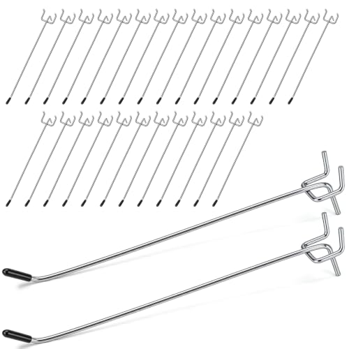 JEAWIWI 30 Pcs Metal Pegboard Hooks, 8 Inch, Fit 1/8 in Peg Board