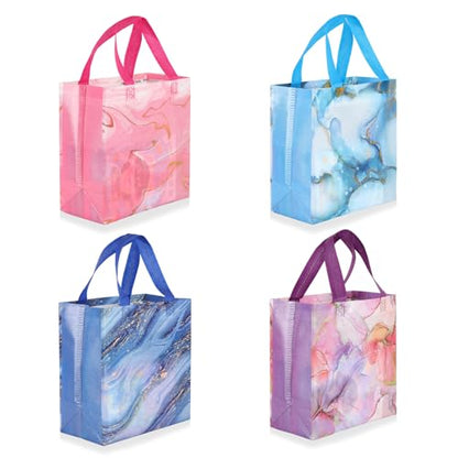 Piqiya 12pcs Marble Non-woven Gift Bags with Handle - Medium Reusable Tote Bags, Suitable for Kids & Adults - Birthday, Mothers Day, Fathers Day & Baby Shower - color: Marble, size: 1Count（Pack of 12）
