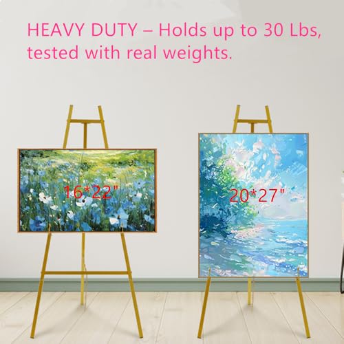 43.5" Gold Easel Stand for Sign, Heavy Duty Metal Display Easel - size: 43.5