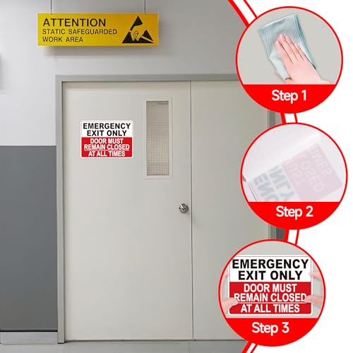 Emergency Exit Only Signs Sticker，Self Adhesive - color: Emergency Exit Only 02