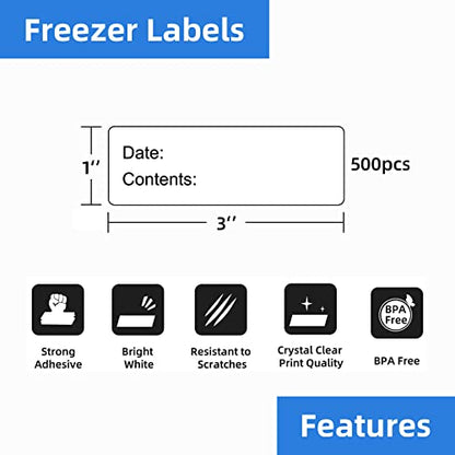 500PCS 1" x 3" Write-On Freezer Labels for Food Containers/Jars - color: 1-color