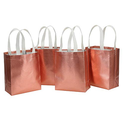 Tosnail 40 Pack 10 x 8 Inch Reusable Grocery Bags Shopping Tote Bag with Handle Present Bag Gift Bag for Weddings, Birthdays, Party, Event - Rose Gold - color: Rose Gold