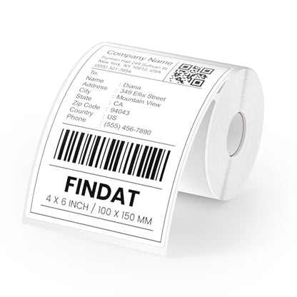 Direct Thermal Label White Vinyl 4 x 6 Inch Printer Sticker 250 PCS - color: White