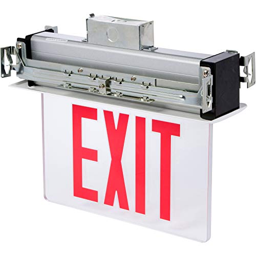 "Morris Products LED Exit Sign - Recessed Mount Edge - Red on Clear Panel, White Housing - Compact, Low-Profile Design - Single Sided Legend - Energy Efficient, High Output - 1 Count, (73331)" - color: Red on Clear (White Housing), size: Single Sided