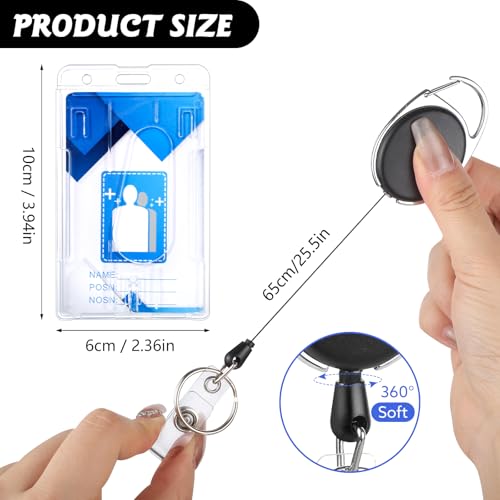 2 Pack Retractable Badge Reel with Clear Vertical Id Holder - style: 2 Set PC Material