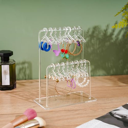NiHome 2-Tier Earring Holder Organizer, 48 Pairs Acrylic Display, Clear - color: Clear, size: Without Tray