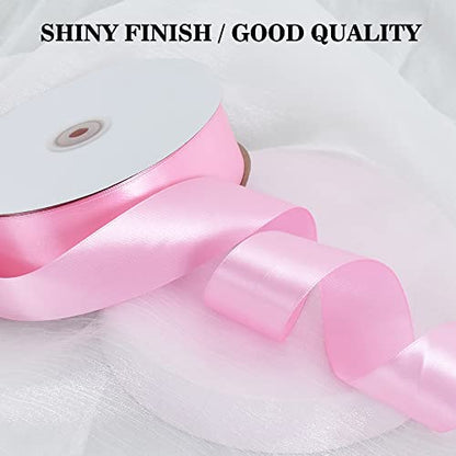 TONIFUL 100 Yard Pink Satin Ribbon 1-1/2 Inch for Gift Wrapping - color: Baby Pink, size: 1-1/2 in x 100 yds