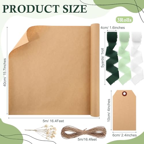 Suncalla 16 Pcs Wrapping Paper Set 16 Inch x 16 ft Elegant Neutral, Green - color: Green