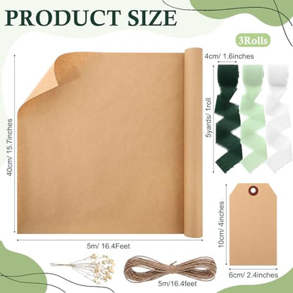 Suncalla 16 Pcs Wrapping Paper Set 16 Inch x 16 ft Elegant Neutral, Green - color: Green