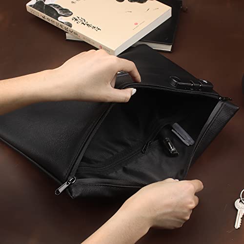 KOSMCCO Notary Bag with Lock, Black, L - color: Black