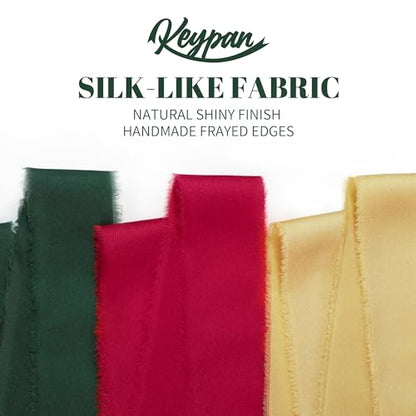 Keypan Christmas Frayed Satin Chiffon Ribbon, 1.5 Inches, 21 Yards - color: Christmas Set