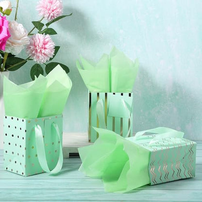 Tenare 12 Pcs Small Gift Bags Bulk,7 x 4 x 9 Inch,Green Gold - color: Green Gold, size: 7 x 4 x 9 Inch