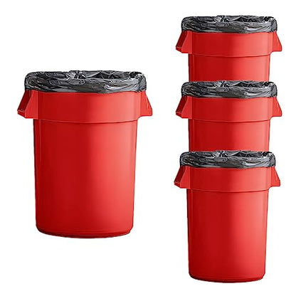 Set of 4 Round Commercial Trash Can 44 Gallon, Industrial Recycling Bin, Durable Garbage Can, Safe Food Container, Ingredient Bin (Red) - color: Red