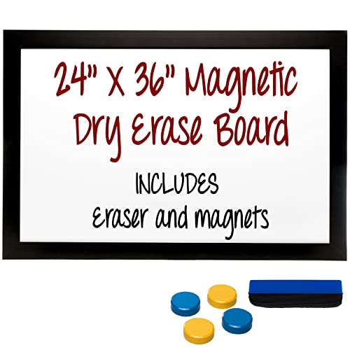 Excello Global Products Black Wooden Magnetic Dry Erase Whiteboard, 24"x36" - color: Black