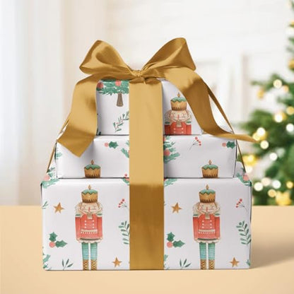WRAPAHOLIC Kraft Nutcracker Christmas Wrapping Paper - Mini Roll - 17 Inch x 33 Feet - Nutcracker and Christmas Tree Wrapping Paper for Holiday, Party Celebration - color: Nutcracker & Christmas Tree, size: 17 inch x 33 feet