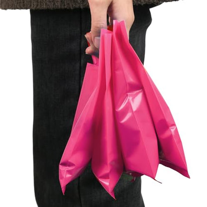 Hot Pink 100 PCS Small Gift Bags, 6"x8" Goodie Party Favor Bags with Handle, Treat Retail Pouches for Kids Birthday, Christmas, Small Business - color: Hot Pink-100PCS