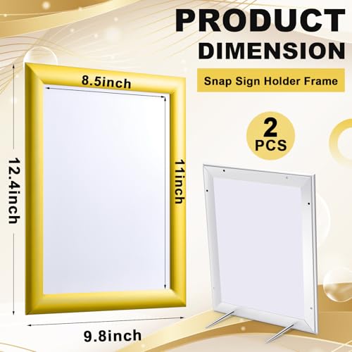 Blulu 2 Pack Aluminum Snap Frame 8.5 x 11 Inch, Gold - color: Gold, size: 8.5 x 11 Inch