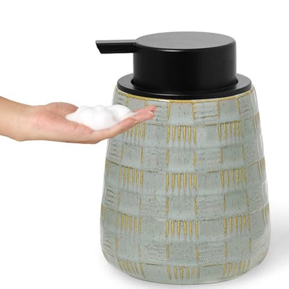Ceramic Soap Dispenser, Lotion Dispenser with Pump 12oz (Grey Foam Pump) - color: Farmhouse Grey Foam Pump