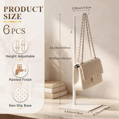 6 Pack Purse Stand Holder Handbag Display Stand, White - color: White