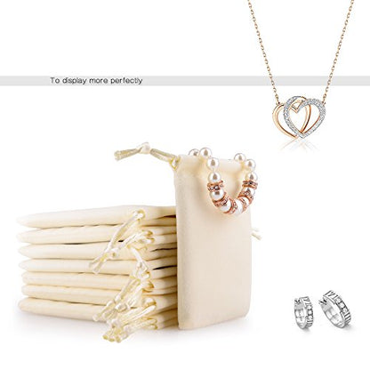 Oirlv Velvet Drawstring Pouches 2.76x3.54 Inch Ivory Jewelry Bags - color: Creamy-white
