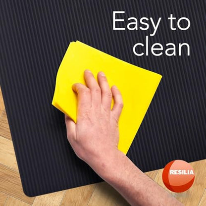 RESILIA Black Plastic Floor Runner - Embossed Wide Rib Waterproof Vinyl, Heavy Duty Protector Mat for Indoor Hardwood, Hard Floors, Garage, Entryway, Kitchen, & Outdoor Use, 15" x 48", Made in USA - size: 15" x 48"