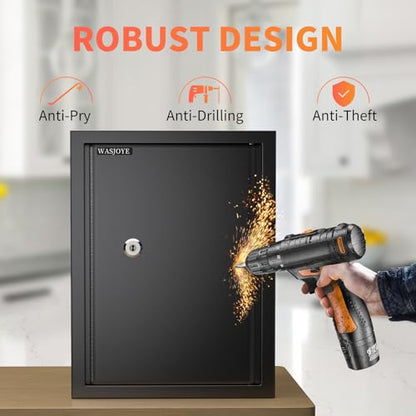 WASJOYE 2.2 Cu Ft Medium Safe with Key, Lock Box for Money Cash Jewelry - size: 2.2 Cu Ft Black