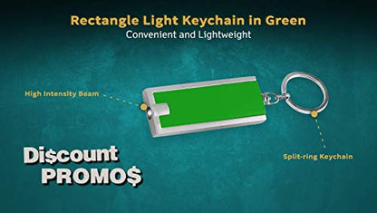 DISCOUNT PROMOS 10 Flashlight Keychains Pack - Rectangle, Plastic - Green - color: Green, size: 10 keychains