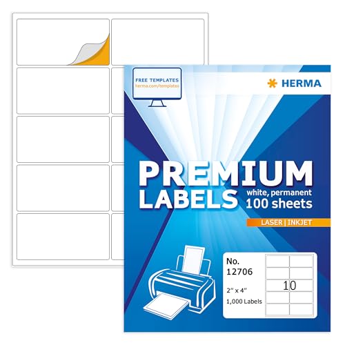 HERMA Printable Address Labels 2" x 4", 1000 Mailing Stickers, White - size: 2" x 4"