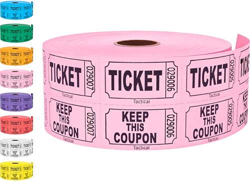 Tacticai 1000 Raffle Tickets, 50/50 Double Roll, Pink - color: A - Double Roll - 1,000 Tickets - Keep - Pink